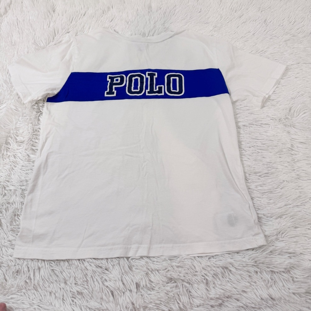 Polo by Ralph Lauren Kids White Shirt with Blue Stripe short sleeve crew neck